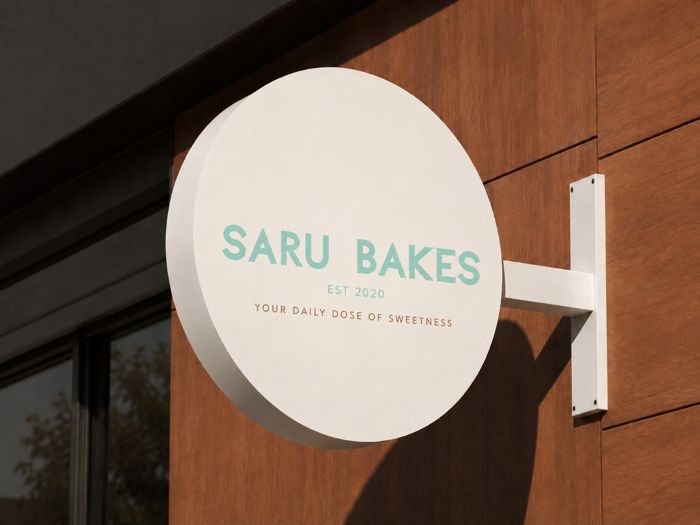 Saru Bakes signage, est. 2020